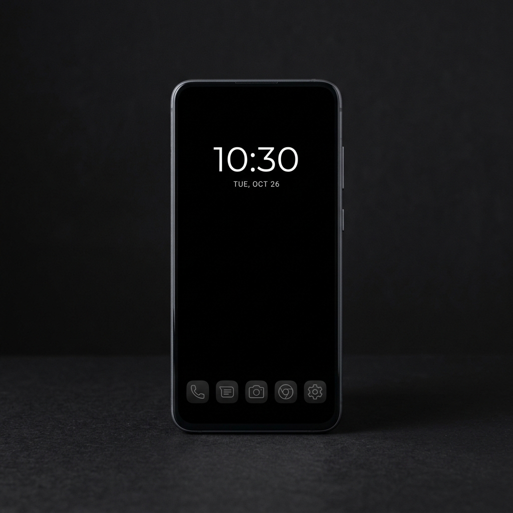 FocusLauncher home screen showing a minimal clock interface